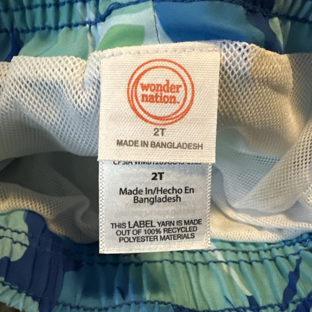 Wonder Nation Swimming Swim Trunks Blue Fire Shorts Toddler Boy's Size 2T - Picture 5 of 6